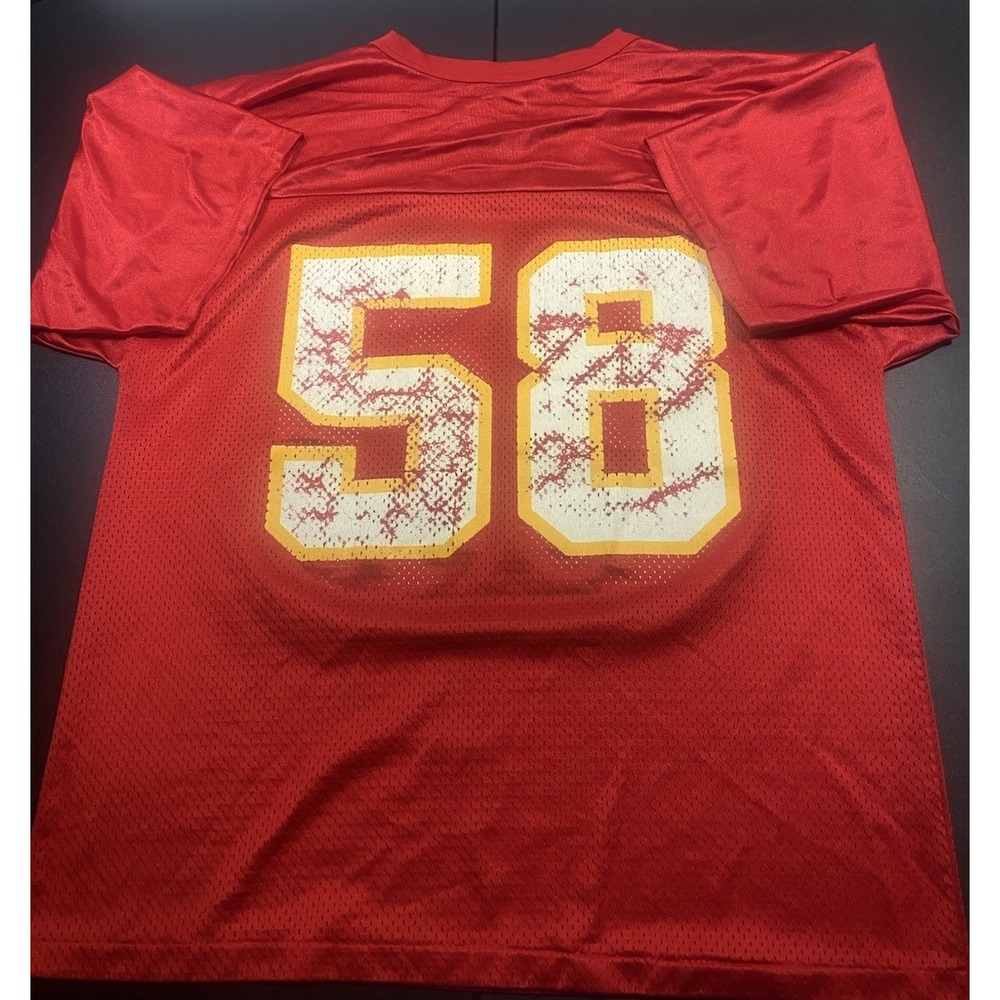 Vintage Red Oak By Brazos #58 Kansas City Chiefs Colors Jersey Medium Distressed - Picture 6 of 7